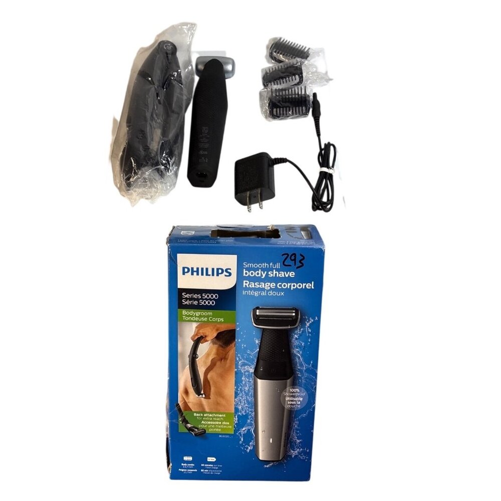Philips Series 5000 Bodygroom Shaver With Back Attachment & 3 Body Combs Showerp